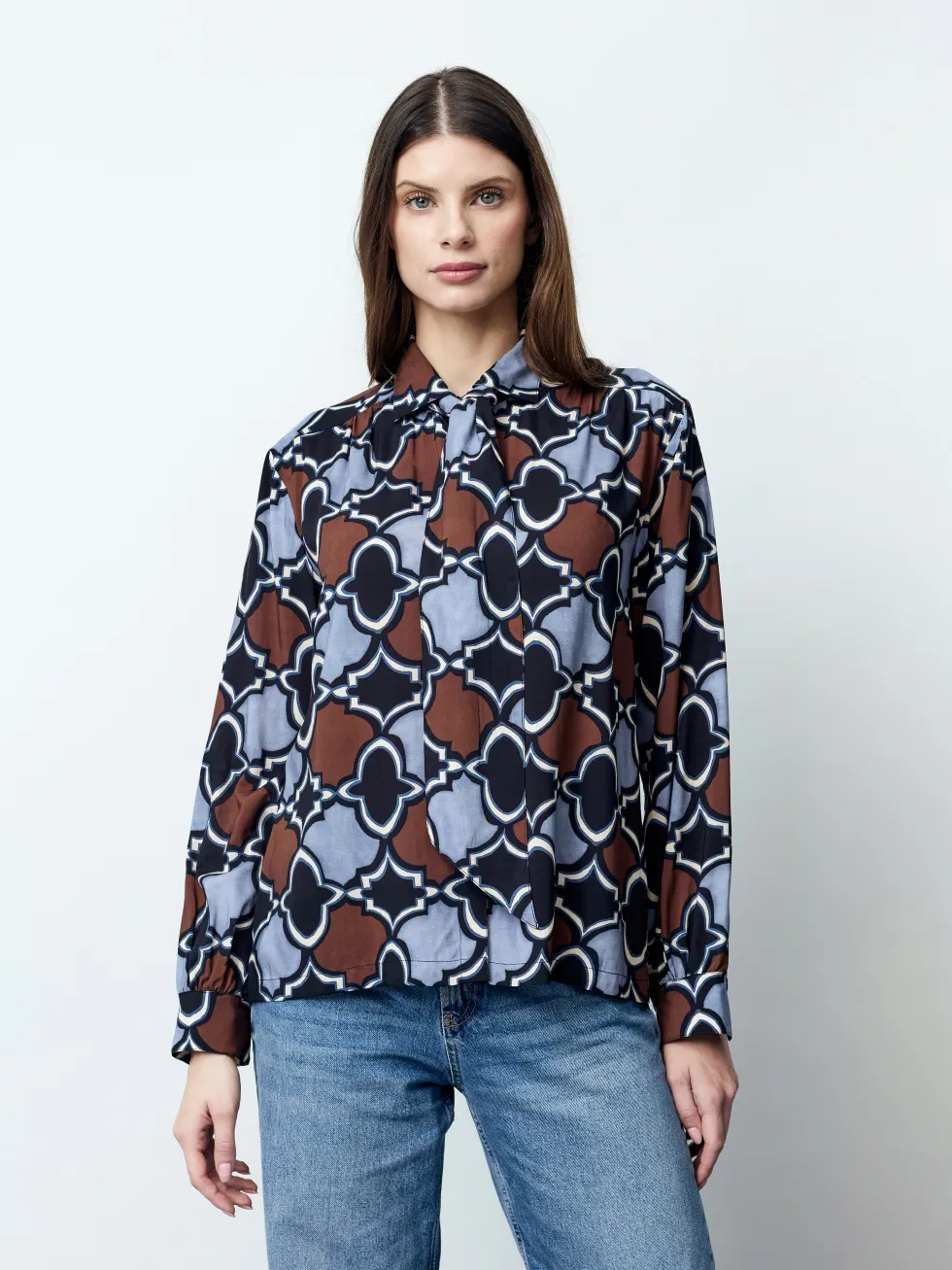 FLORENTINE - Langarm Damenbluse, gewebt
